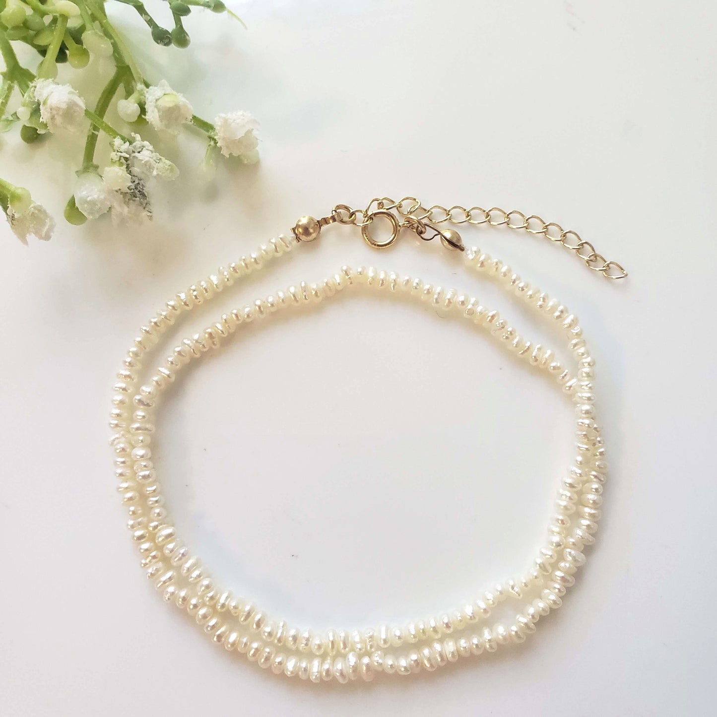 Freshwater Pearl Necklace Tiny Shell Choker Gift for Her