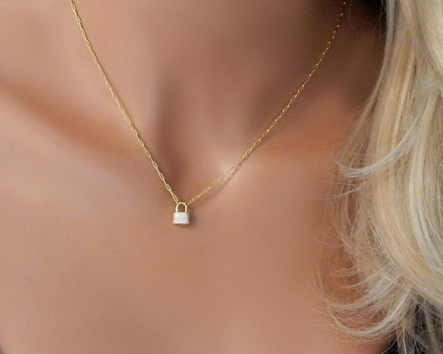 Tiny Padlock Charm Necklace