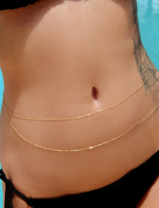 Belly Chain for Women, Dainty Gold Double Waist Chain, Gold Filled Jewelry,  Sterling Silver Belly Chain, Gift for Her