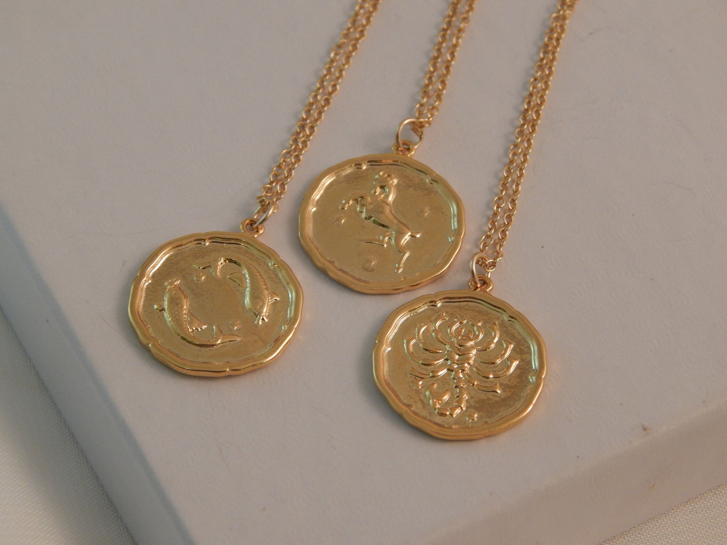Zodiac Birthday Gifts Coin Necklace for Women Celestial Medallion Horoscope Gift for Her