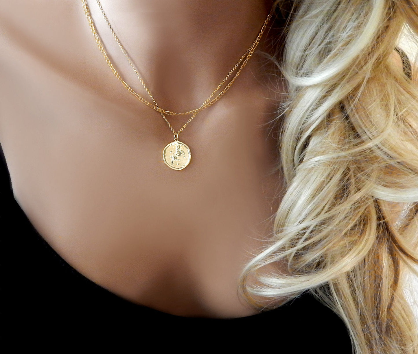 Zodiac Birthday Gifts Coin Necklace for Women Celestial Medallion Horoscope Gift for Her