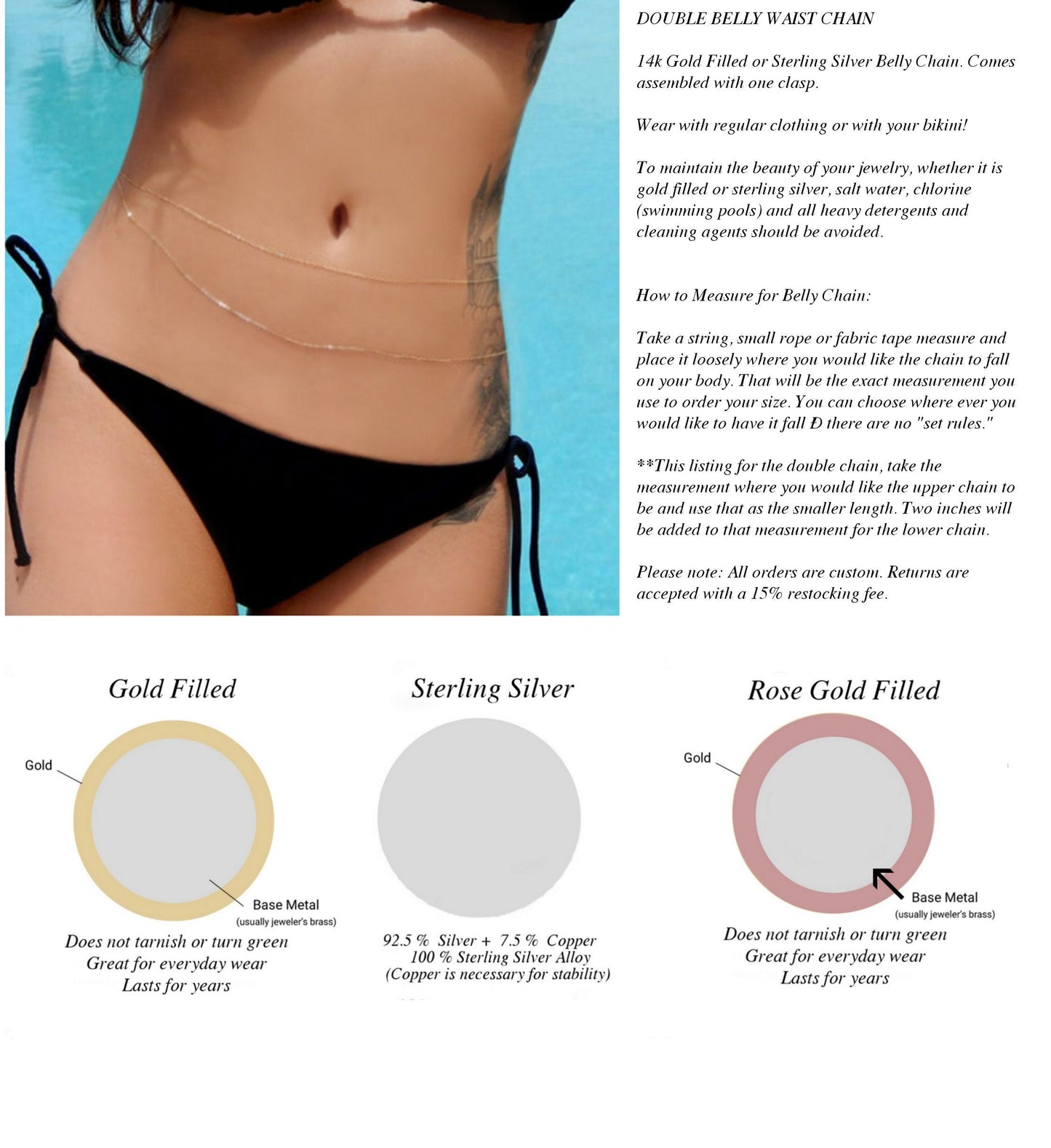 Gold Filled Belly Chain for Women