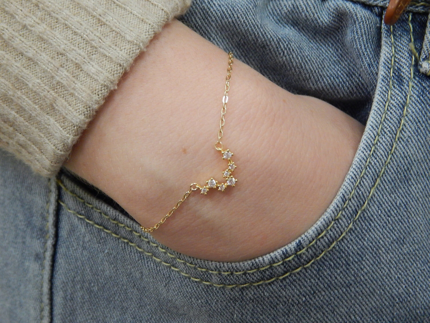 Zodiac Astrology Bracelet, Celestial Constellation Bracelet, Dainty Birth Date Charm Bracelet, Birthday Gift for Her, Gold Bracelet