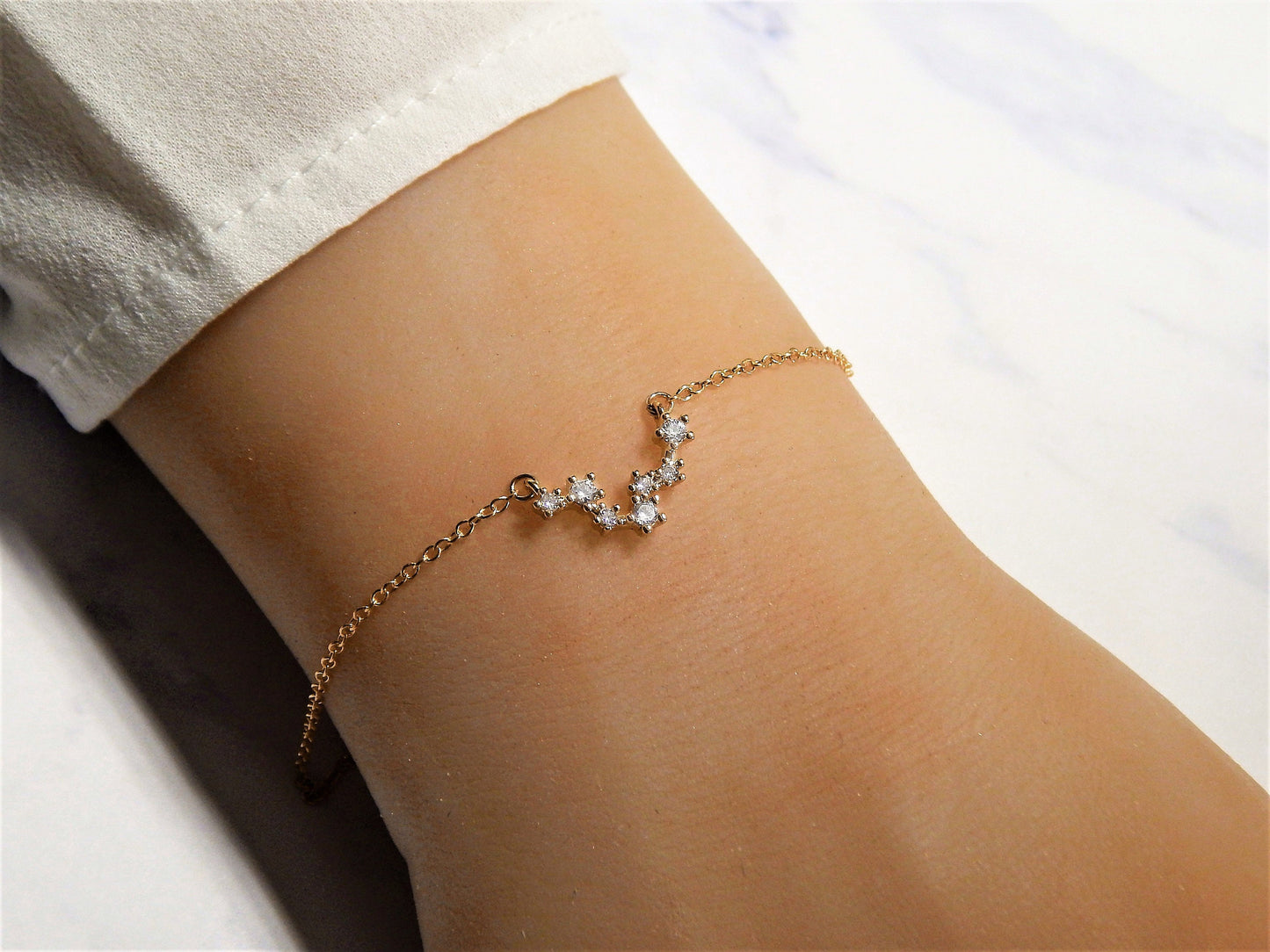 Zodiac Astrology Bracelet, Celestial Constellation Bracelet, Dainty Birth Date Charm Bracelet, Birthday Gift for Her, Gold Bracelet