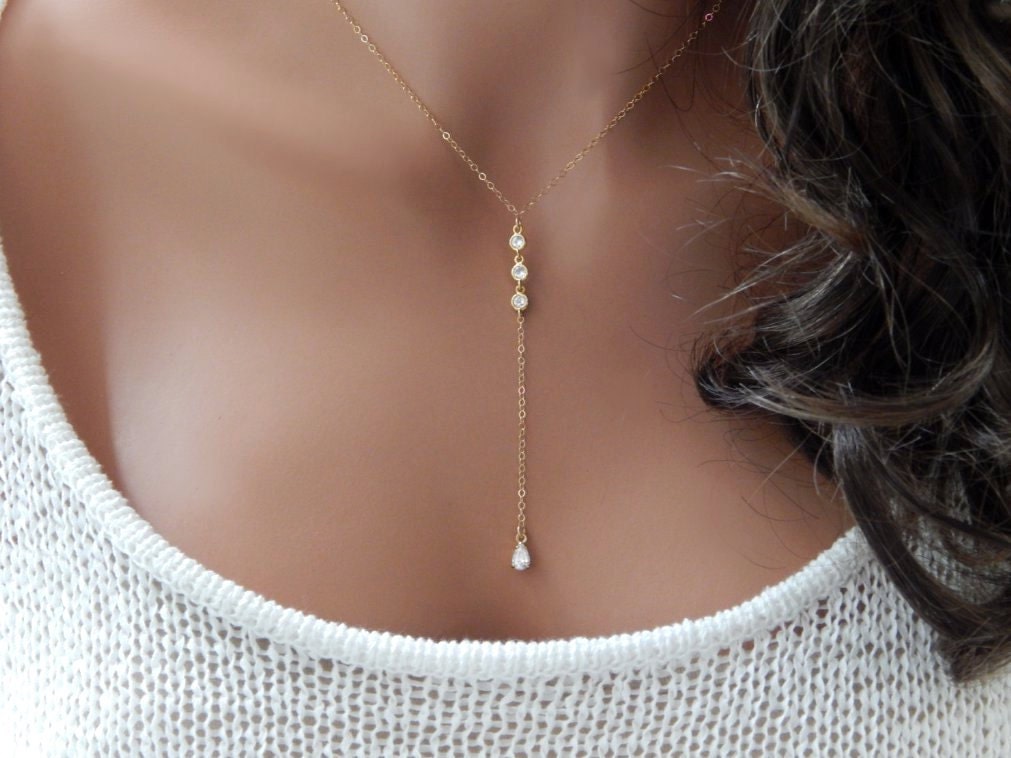 Teardrop Lariat Necklace