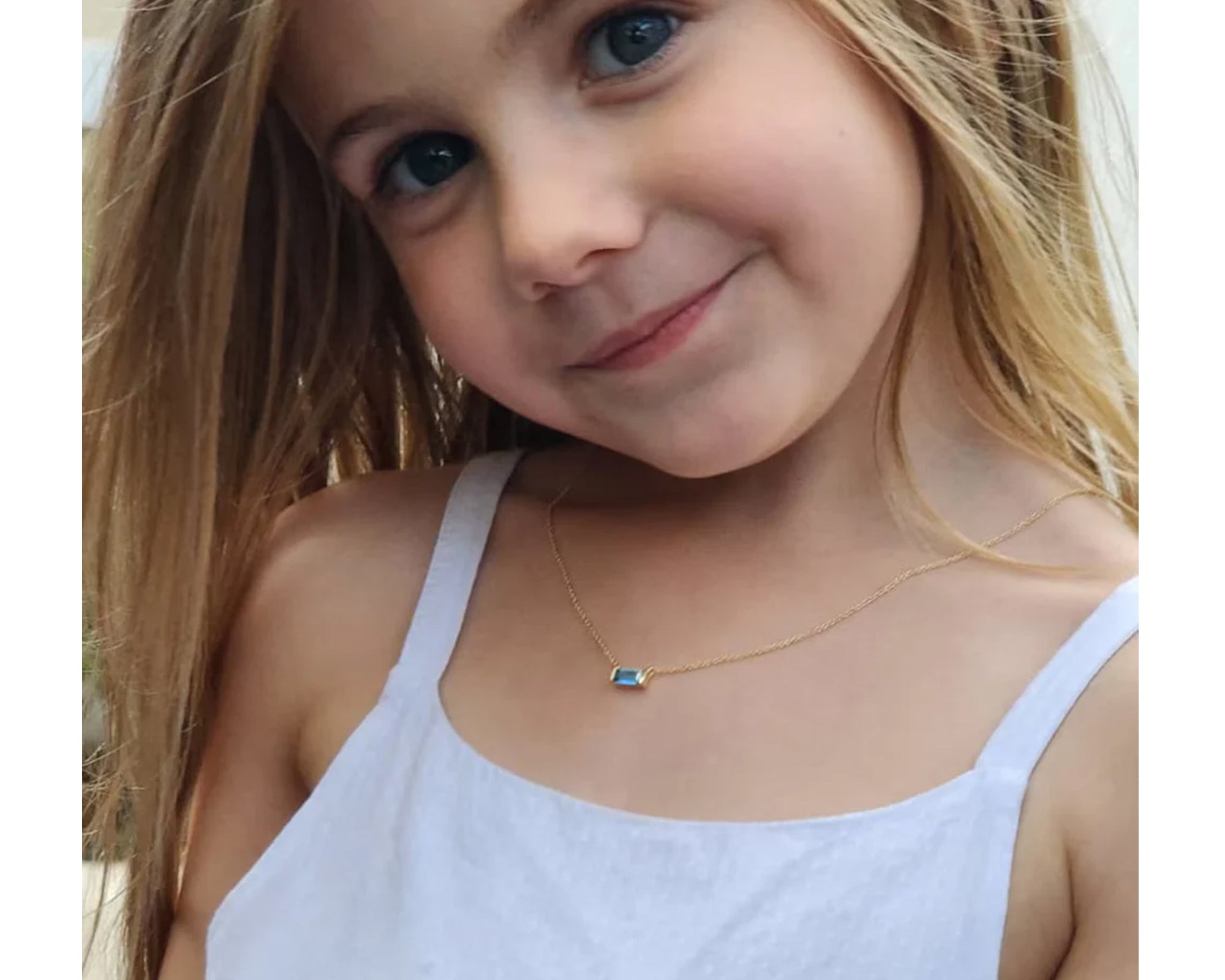 Kids Baguette Birthtone Necklace