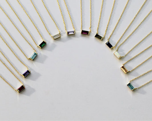 Kids Baguette Birthtone Necklace