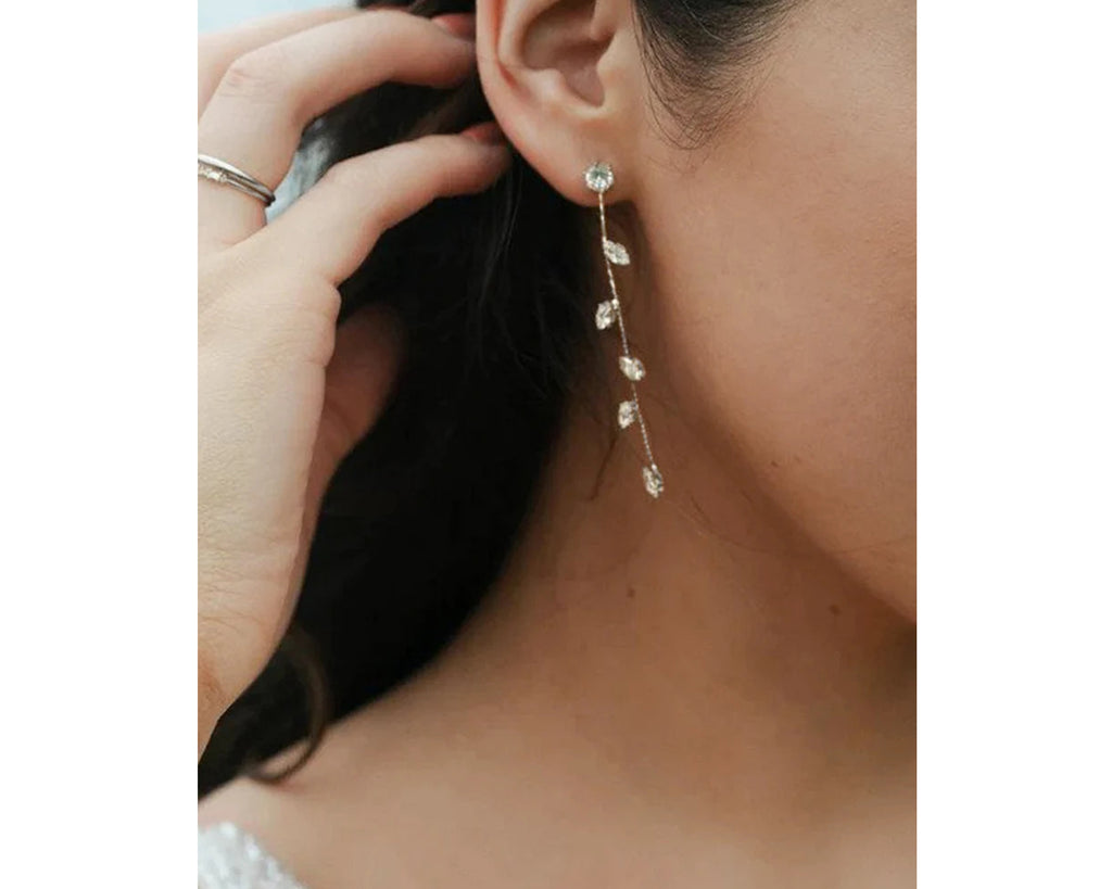 Bridal Earrings - Crystal Leaf Dangle