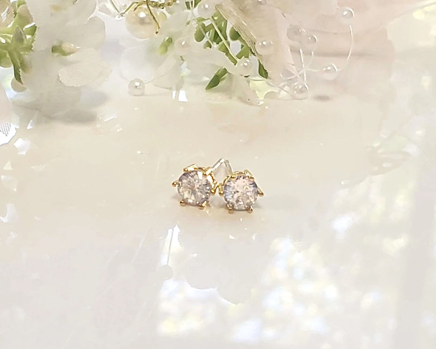 Cubic Zirconia Diamond Stud Earrings