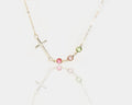 Sideways Cross with Birthstone Necklace