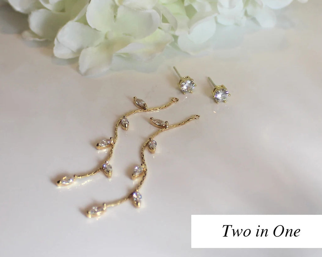 Bridal Earrings - Crystal Leaf Dangle