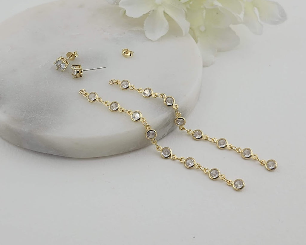 Crystal Duster Earrings 2-in-1