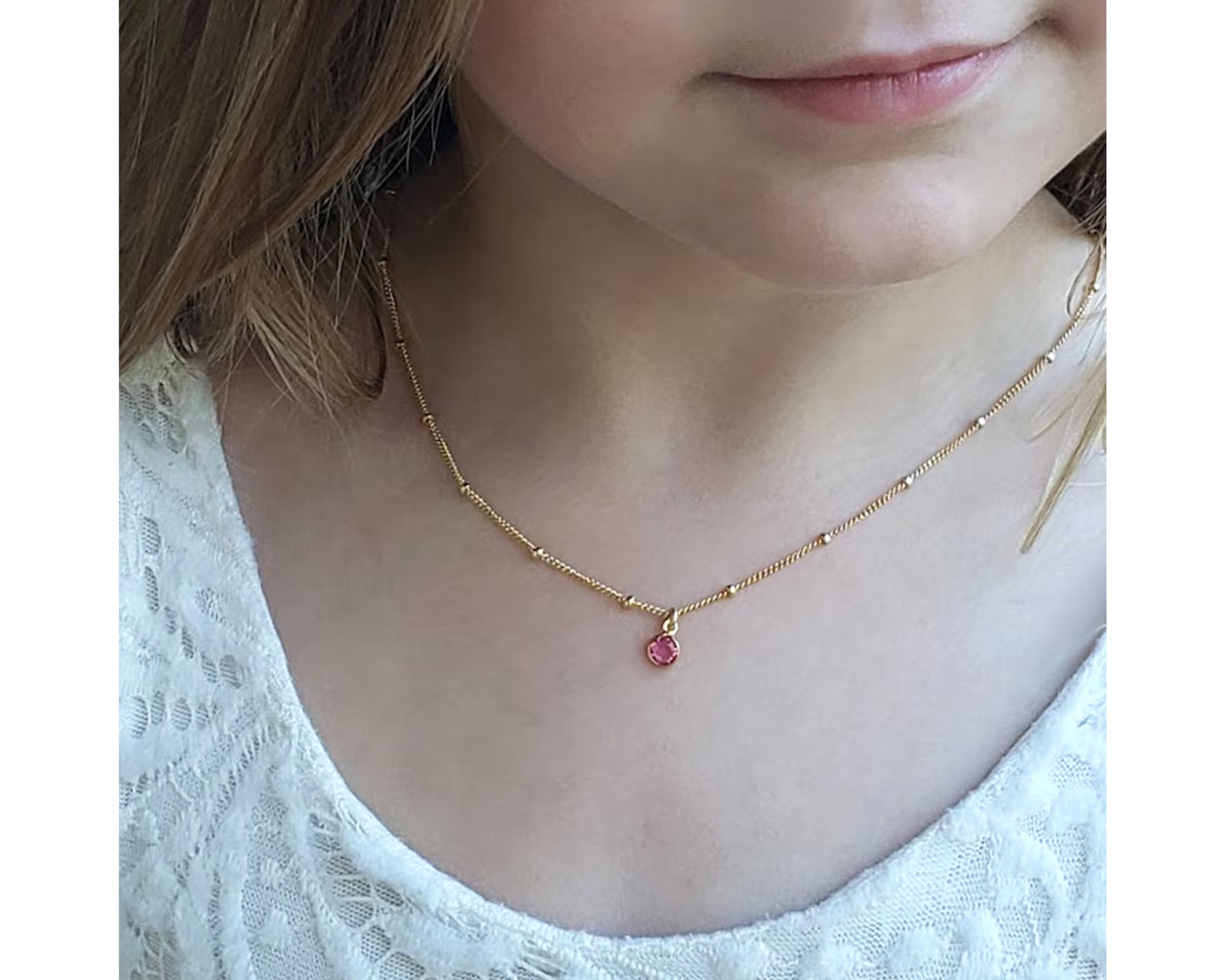 Girls' Satellite Birthstone Necklace