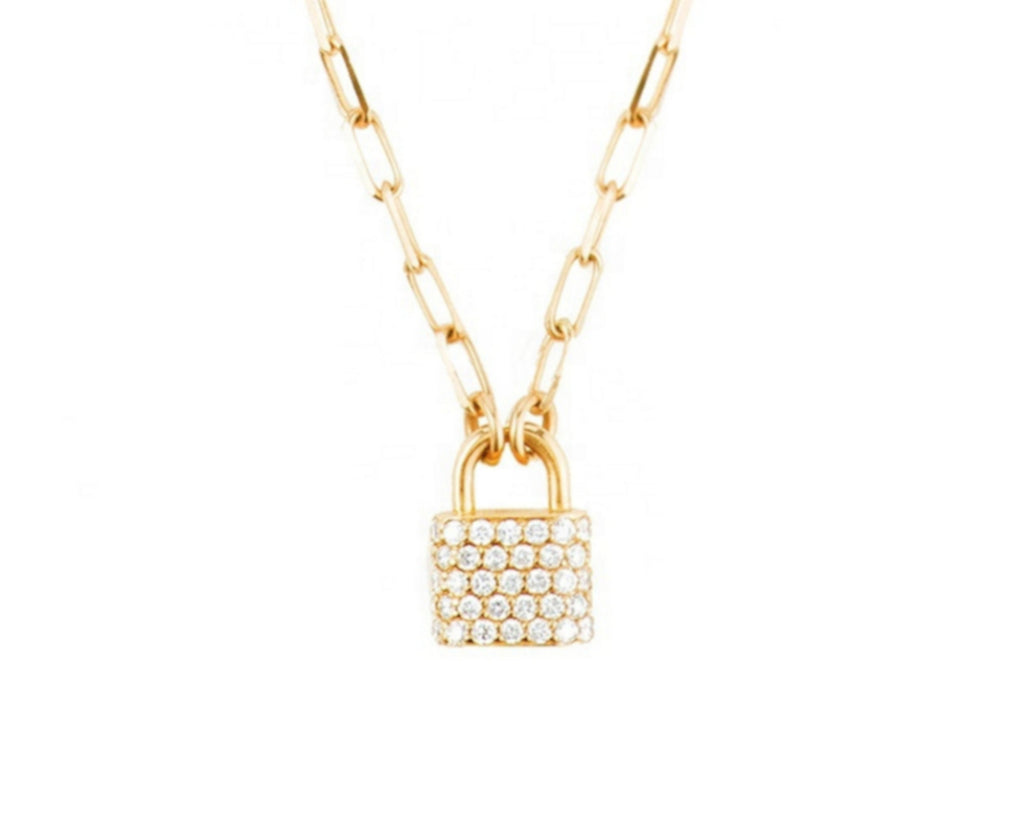 Tiny Padlock Charm Necklace