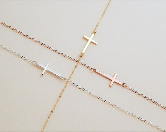 Sideway Cross Necklace