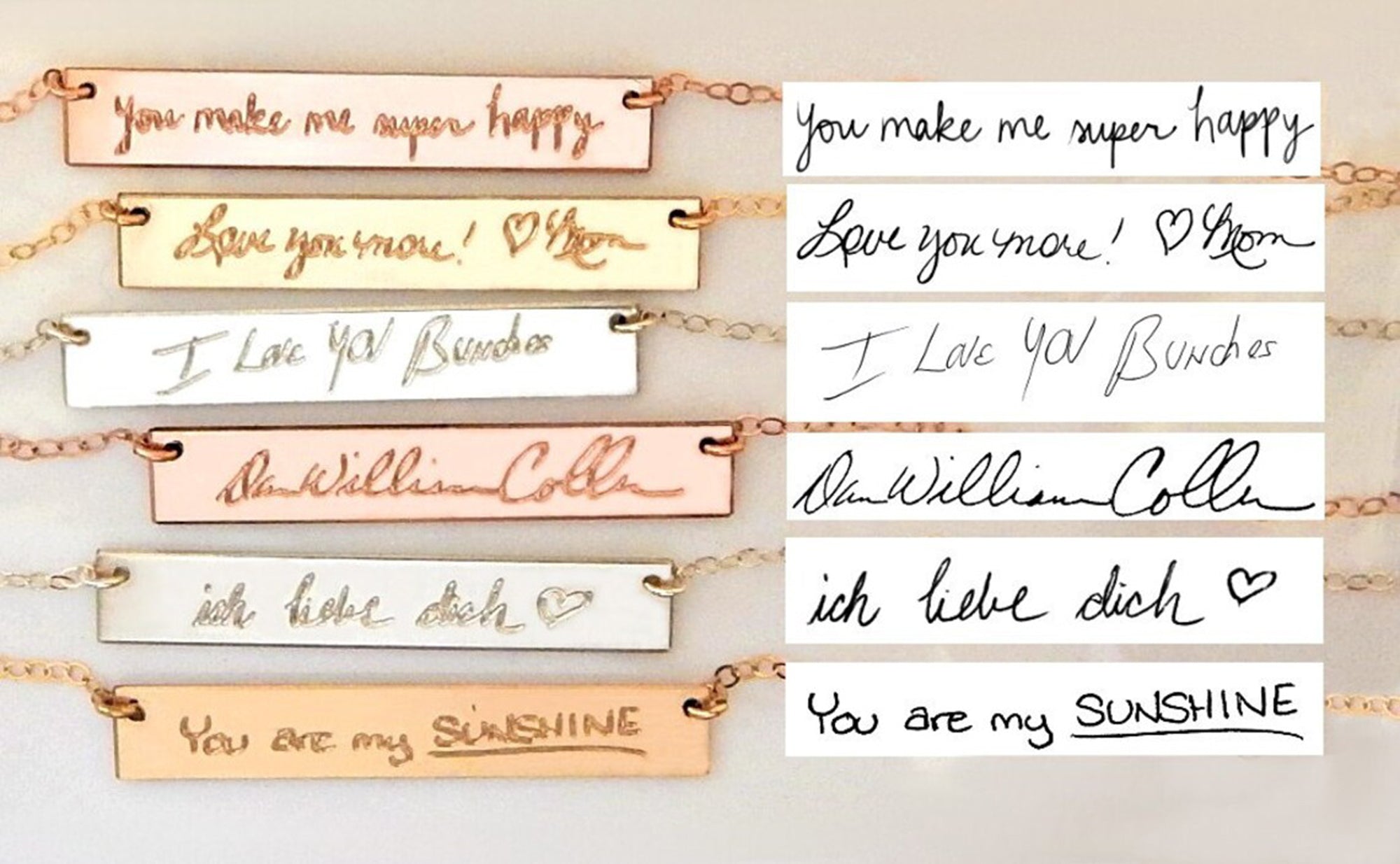 Family Keepsake, Personalized Handwriting Necklace