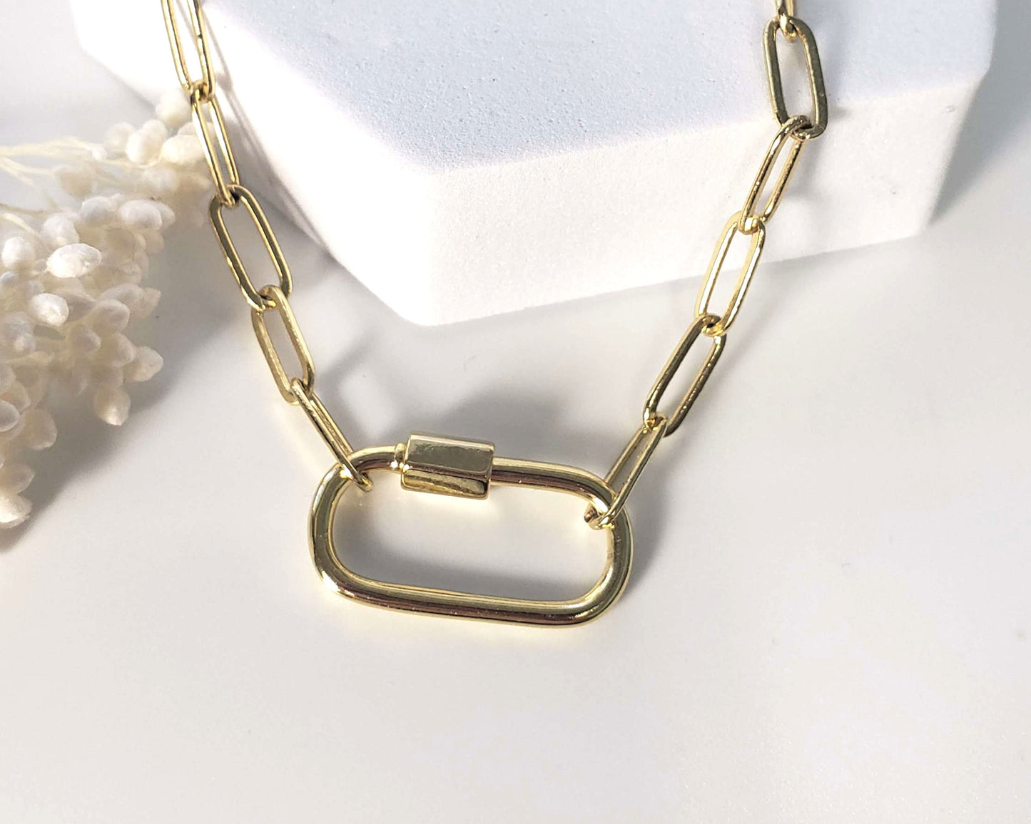 Gold Carabiner Necklace