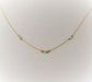 Gold choker with blue opals and gold beads on a blank textured background.