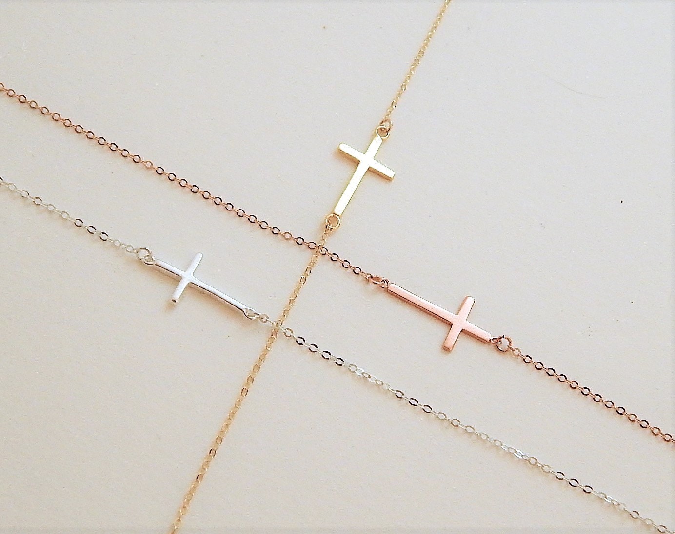 Rose Gold Flashed Sterling Silver Sideways Cross CZ Fashion Necklace  #N1604-03 – BERRICLE Wholesale
