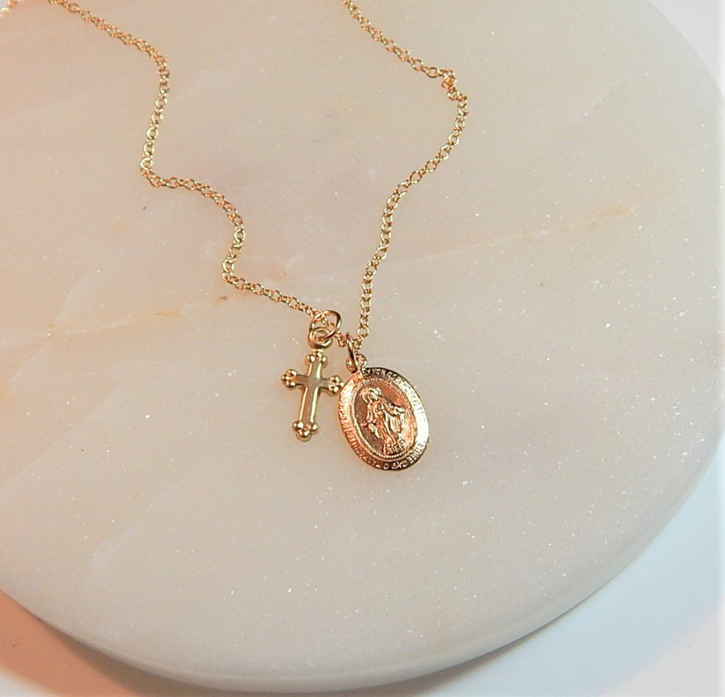 Virgin Mary Cross Necklace