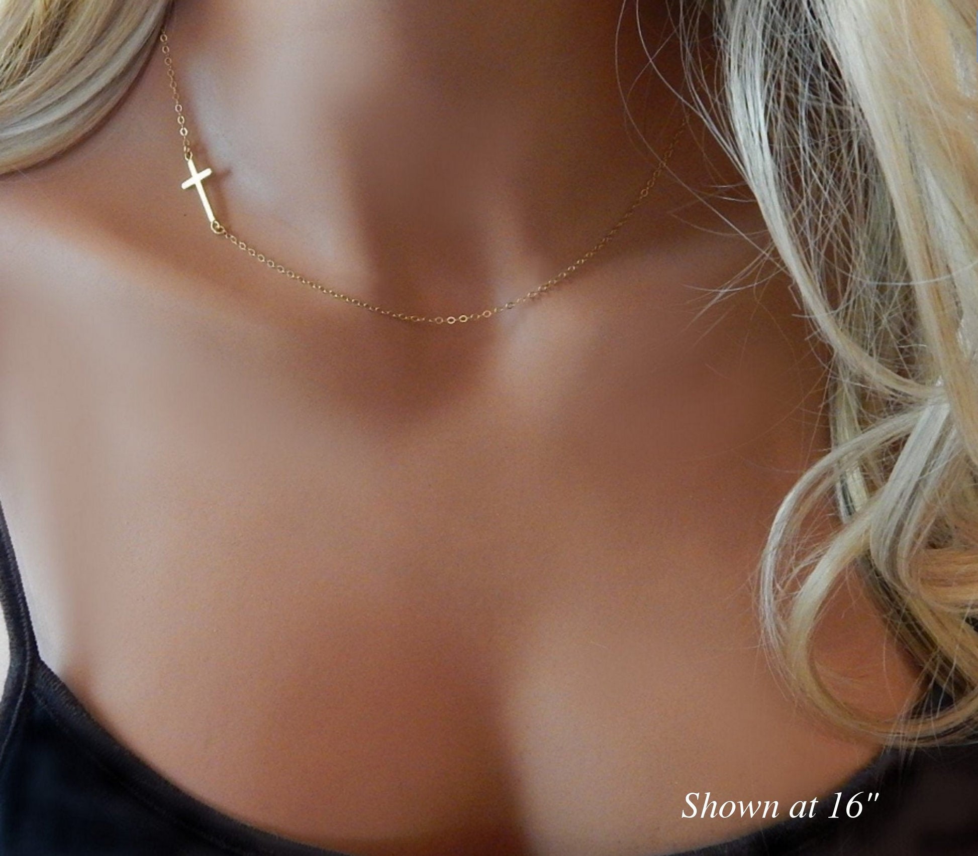Personalized Cross Necklace - Engraved Silver & Gold Cross Necklace