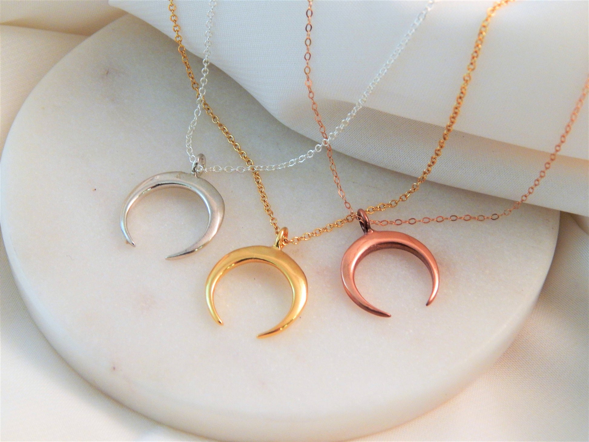 Crescent moon sale rose gold necklace