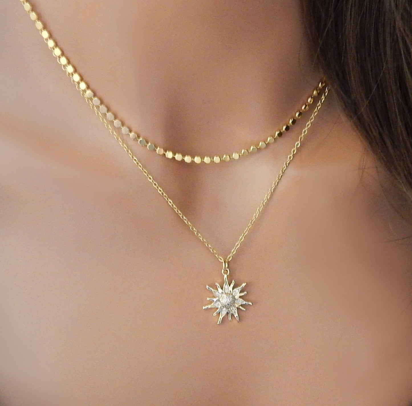 Sunburst Necklace, Opal Necklace, Sun Necklace, Celestial Jewelry