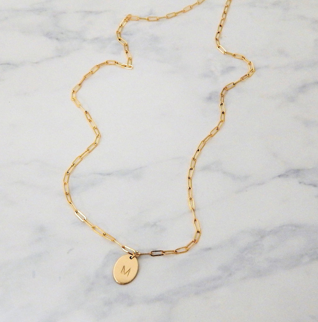 Oval Initial Necklace