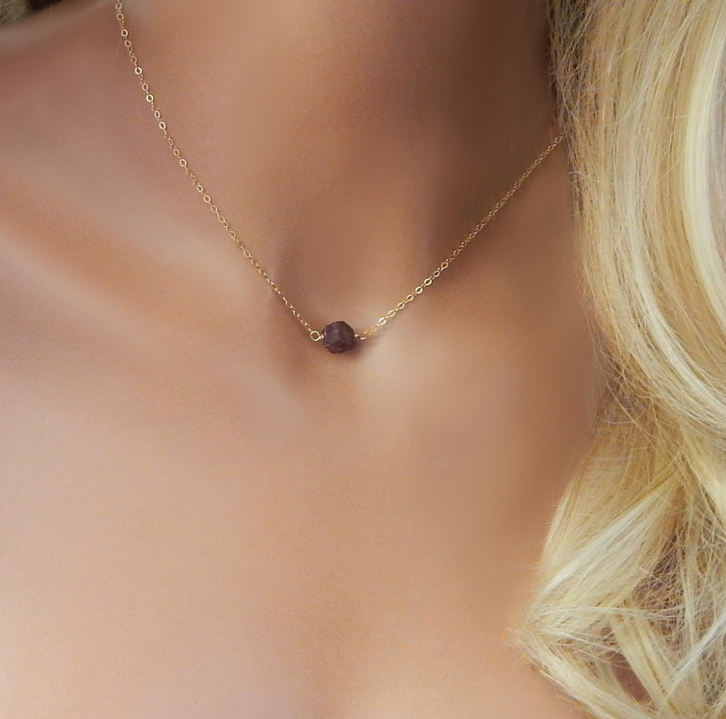 Raw Garnet Necklace